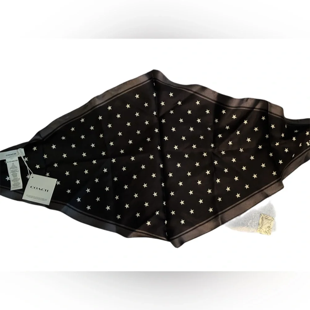 Coach Star Silk Bandana Charcoal and Silver - Picture 4 of 4